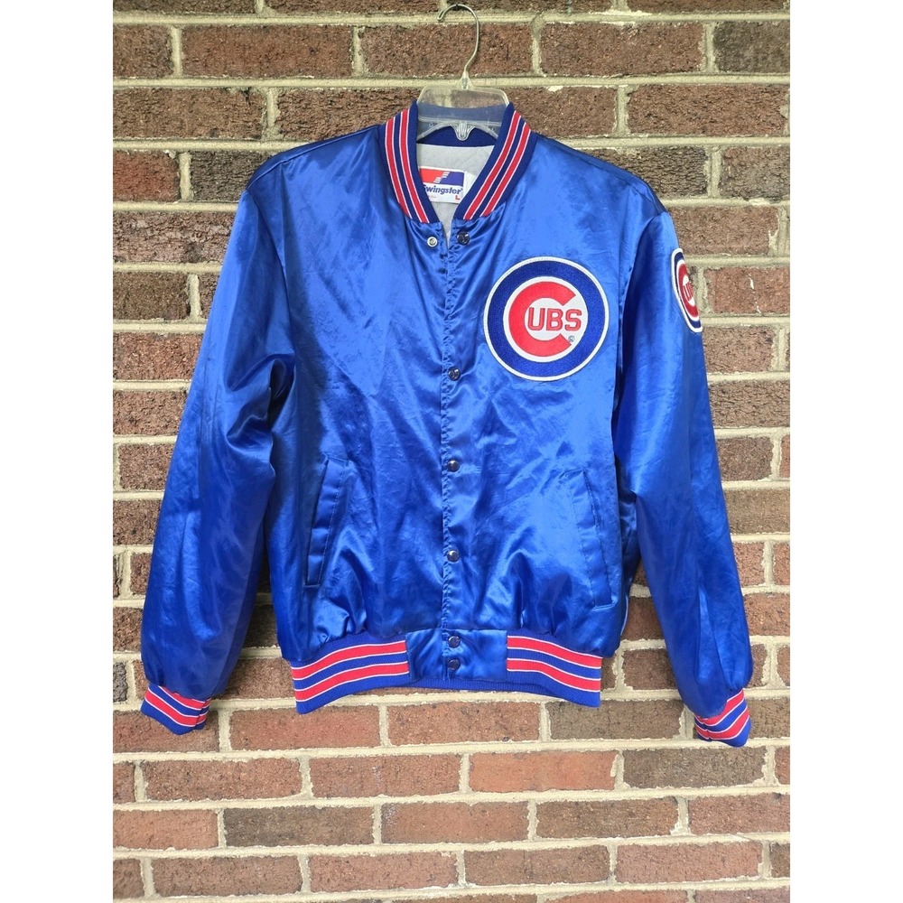 Vintage Chicago Cubs Royal Blue Satin Bomber Jacket